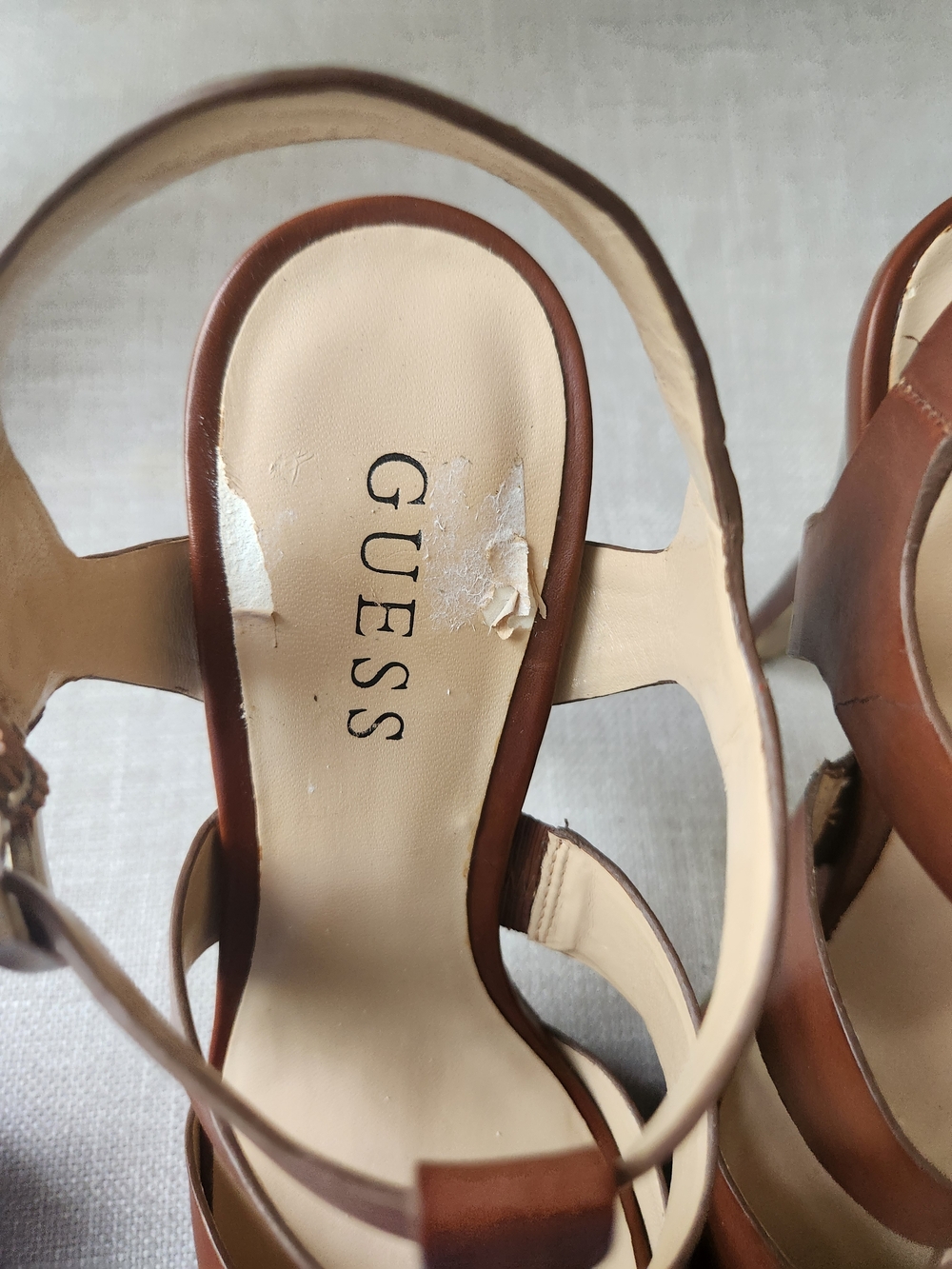 Guess Brown Strappy Platform High Heel Sandals 7.5 - Picture 10 of 16